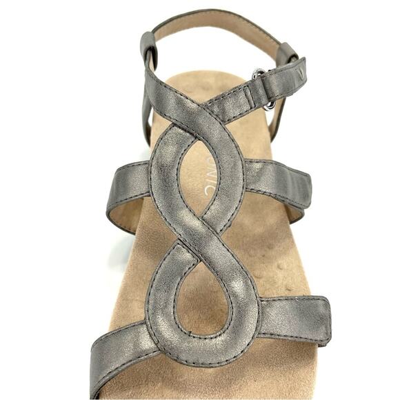 Vionic Jodie Orthotic Flat Sandal Size 10 Silver Adjustable Straps Arch Support - Picture 10 of 16